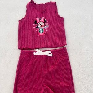 Pink Minnie Mouse Ribbed Outfit